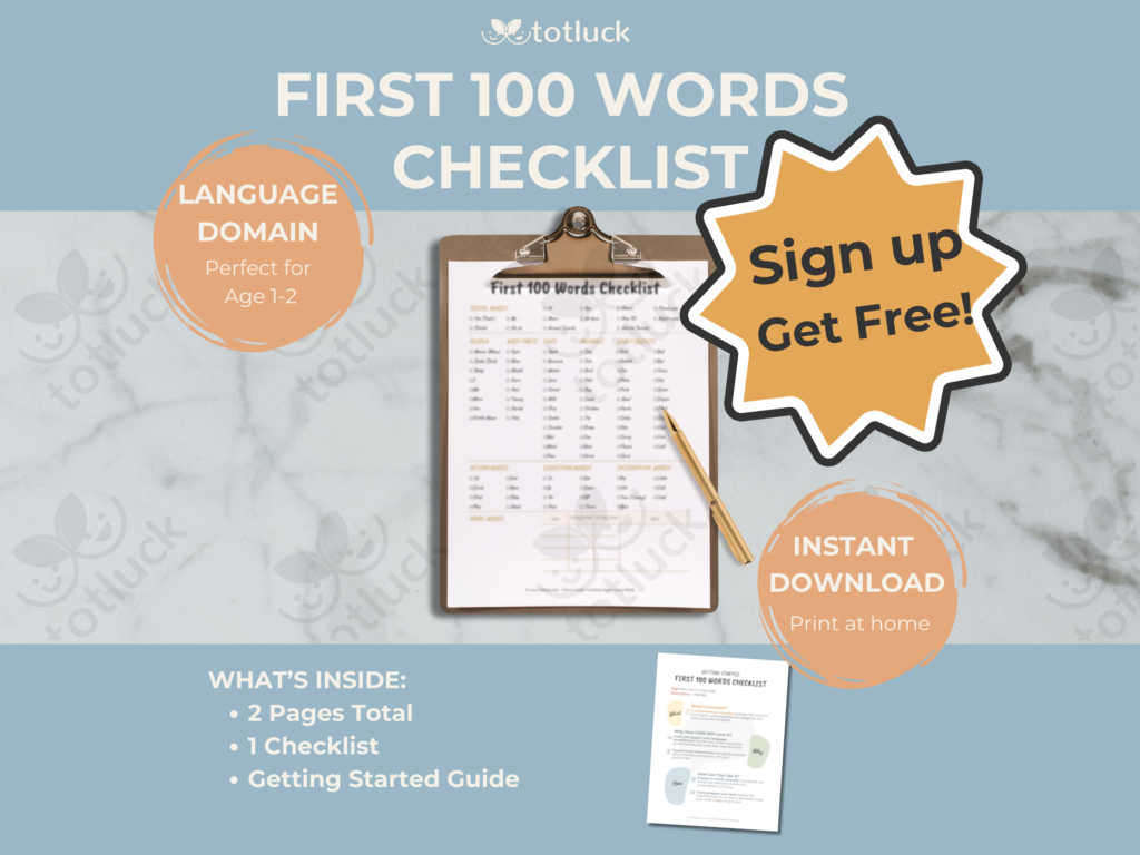 First 100 Words Checklist | Baby Toddler Speech Milestone